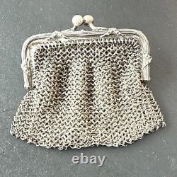 Ancien Bourse En Argent Massif Art Nouveau Porte Monnaie Décors noeud