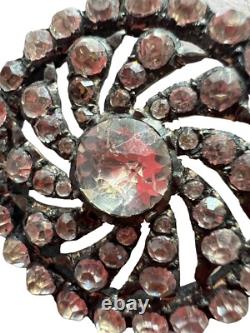 Ancien Bouton 19e Napoléon III Argent Massif, Pierre Du Rhin Collection Bijou