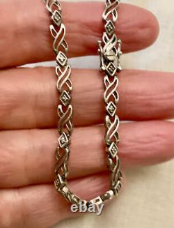 Ancien Bracelet Argent Massif Poinçon Orfevre 16 Diamants Véritables