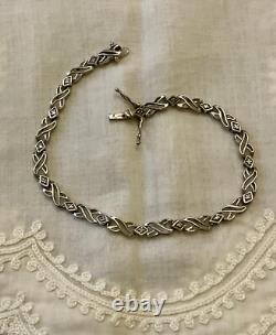 Ancien Bracelet Argent Massif Poinçon Orfevre 16 Diamants Véritables
