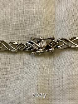 Ancien Bracelet Argent Massif Poinçon Orfevre 16 Diamants Véritables