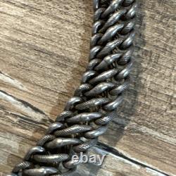 Ancien Bracelet En Argent Massif Art Déco Art Nouveau Tank Gourmette