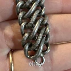 Ancien Bracelet En Argent Massif Art Déco Art Nouveau Tank Gourmette