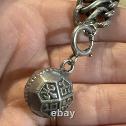 Ancien Bracelet En Argent Massif Art Déco Art Nouveau Tank Gourmette