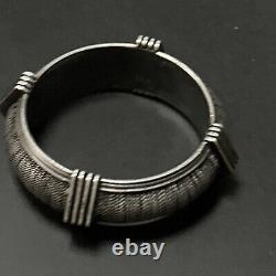 Ancien Bracelet En Argent Massif Silver 925 Jonc Ethnique Berbère Kabyle 106gr