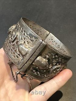 Ancien Bracelet En Argent Massif Silver 925 Jonc Ethnique Berbère Kabyle 96gr