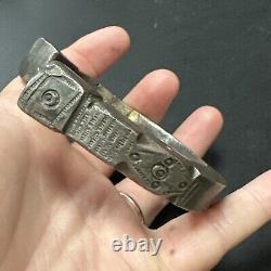 Ancien Bracelet En Argent Massif Silver 925 Jonc créateur Tank Ethnique 137gr
