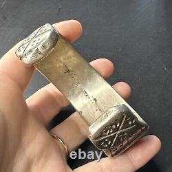 Ancien Bracelet En Argent Massif Silver 925 Jonc créateur art Ethnique Tank