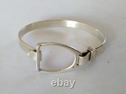 Ancien Bracelet En Forme D Étrier Argent Massif Jonc Ouvrant Vintage