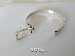 Ancien Bracelet En Forme D Étrier Argent Massif Jonc Ouvrant Vintage