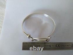 Ancien Bracelet En Forme D Étrier Argent Massif Jonc Ouvrant Vintage