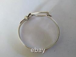 Ancien Bracelet En Forme D Étrier Argent Massif Jonc Ouvrant Vintage