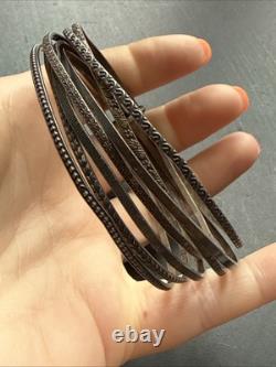 Ancien Bracelet Gourmette Argent Massif Silver Maille Jonc art nouveau semainier