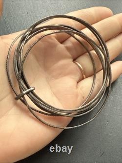 Ancien Bracelet Gourmette Argent Massif Silver Maille Jonc art nouveau semainier