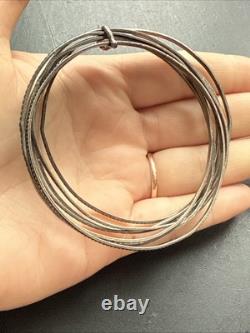 Ancien Bracelet Gourmette Argent Massif Silver Maille Jonc art nouveau semainier