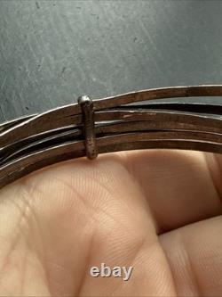 Ancien Bracelet Gourmette Argent Massif Silver Maille Jonc art nouveau semainier