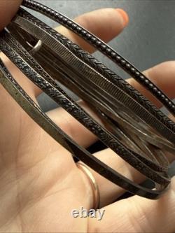 Ancien Bracelet Gourmette Argent Massif Silver Maille Jonc art nouveau semainier