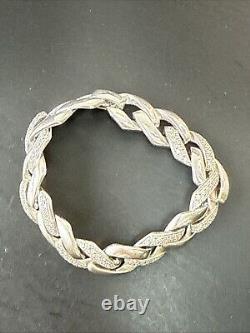 Ancien Bracelet Gourmette Argent Massif Silver Maille chaine tank art deco 48gr