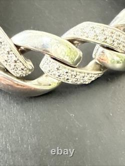 Ancien Bracelet Gourmette Argent Massif Silver Maille chaine tank art deco 48gr