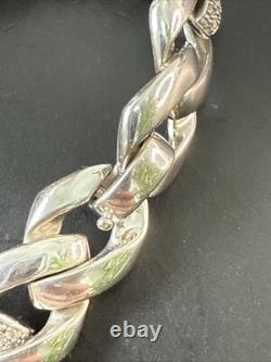 Ancien Bracelet Gourmette Argent Massif Silver Maille chaine tank art deco 48gr
