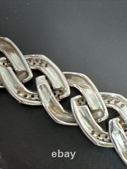 Ancien Bracelet Gourmette Argent Massif Silver Maille chaine tank art deco 48gr