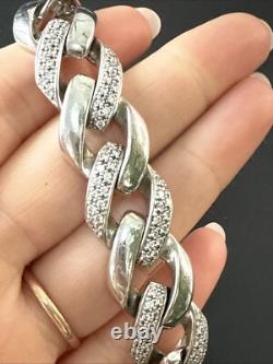 Ancien Bracelet Gourmette Argent Massif Silver Maille chaine tank art deco 48gr
