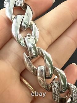 Ancien Bracelet Gourmette Argent Massif Silver Maille chaine tank art deco 48gr