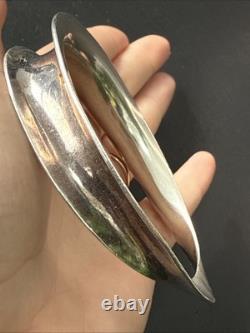 Ancien Bracelet Gourmette En Argent Massif Silver Maille Jonc art moderniste
