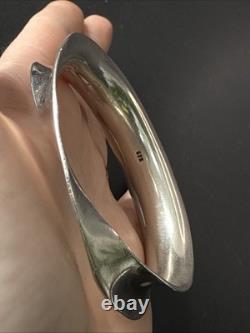 Ancien Bracelet Gourmette En Argent Massif Silver Maille Jonc art moderniste