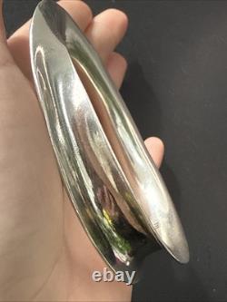 Ancien Bracelet Gourmette En Argent Massif Silver Maille Jonc art moderniste