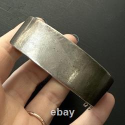 Ancien Bracelet Gourmette En Argent Massif Silver Maille Jonc art nouveau 1900