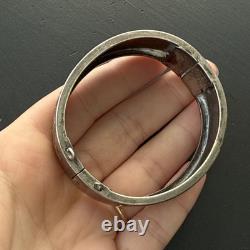 Ancien Bracelet Gourmette En Argent Massif Silver Maille Jonc art nouveau 1900