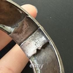 Ancien Bracelet Gourmette En Argent Massif Silver Maille Jonc art nouveau 1900
