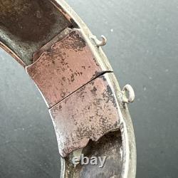 Ancien Bracelet Gourmette En Argent Massif Silver Maille Jonc art nouveau 1900