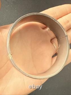 Ancien Bracelet Gourmette En Argent Massif Silver Maille Jonc art nouveau deco