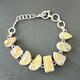 Ancien Bracelet Gourmette En Argent Massif Silver Maille Cabochon Quartz Rutile