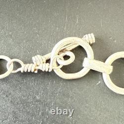 Ancien Bracelet Gourmette En Argent Massif Silver Maille cabochon quartz rutile