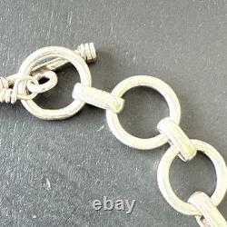 Ancien Bracelet Gourmette En Argent Massif Silver Maille cabochon quartz rutile