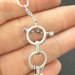 Ancien Bracelet Gourmette En Argent Massif Silver Maille cabochon quartz rutile