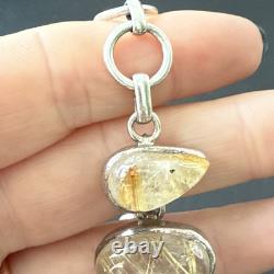 Ancien Bracelet Gourmette En Argent Massif Silver Maille cabochon quartz rutile