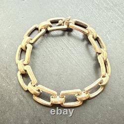 Ancien Bracelet Gourmette En Argent Massif Silver Maille chaine art deco tank