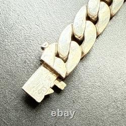 Ancien Bracelet Gourmette En Argent Massif Silver Maille chaine art deco tank