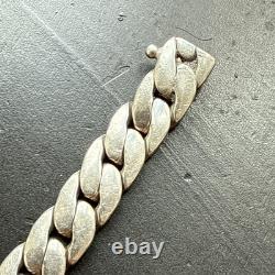 Ancien Bracelet Gourmette En Argent Massif Silver Maille chaine art deco tank