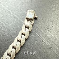 Ancien Bracelet Gourmette En Argent Massif Silver Maille chaine art deco tank