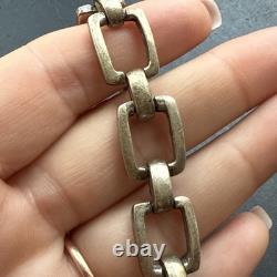 Ancien Bracelet Gourmette En Argent Massif Silver Maille chaine art deco tank