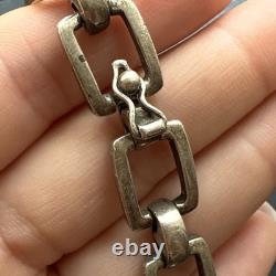 Ancien Bracelet Gourmette En Argent Massif Silver Maille chaine art deco tank