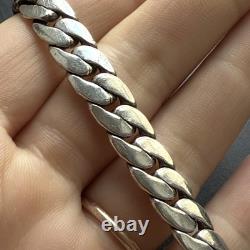 Ancien Bracelet Gourmette En Argent Massif Silver Maille chaine art deco tank