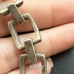 Ancien Bracelet Gourmette En Argent Massif Silver Maille chaine art deco tank