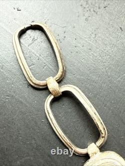 Ancien Bracelet Gourmette En Argent Massif Silver Maille chaine montre mécanique
