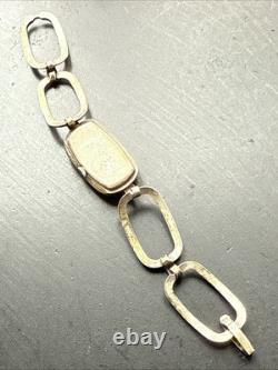 Ancien Bracelet Gourmette En Argent Massif Silver Maille chaine montre mécanique